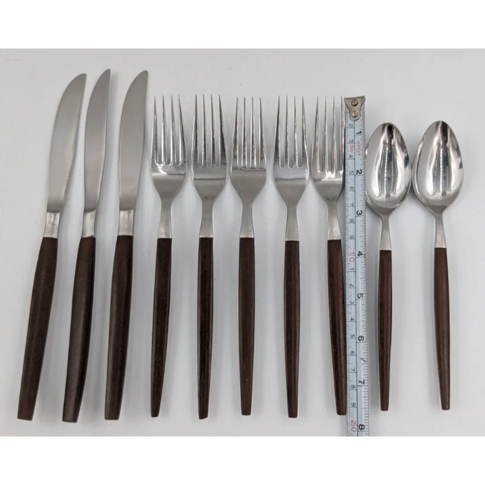 Epic Forged Stainless Brown Flatware MCM 10 Pieces Spoons Forks Knives